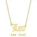 Detailed view of Leo zodiac sign pendant on gold-plated stainless steel chain necklace - Leo (Gold)