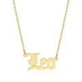 Detailed view of Leo zodiac sign pendant on gold-plated stainless steel chain necklace - Leo (Gold)