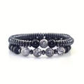 Set di braccialetti in occhio di tigre e perle nere opache con ematite - 6MM Ematite + Pietra Mappa
