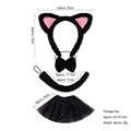 Black cat cosplay set featuring plush ears headband, bow tie, tail, and glittery tutu skirt - Black Cat 3Pcs Set with Black Star Tutu Skirt