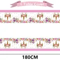 Tovaglia monouso in PE rosa a tema unicorno per compleanni con fiori 180cm - Stile Unicorno Rosa - Piccolo