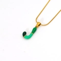 Collana con ciondolo a lettera J in smalto verde e catena a serpente dorata - Stile Lettera J
