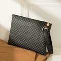 Bolso maletín minimalista negro con círculos grises y asa de transporte con gran aro metálico - Estilo redondo geométrico / Negro