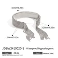 Details von silberner Edelstahl-Armspange mit Pavé-Kristallen und Fransen-Quasten - Silber Quaste Strass Armreif (JDBW2410020-S)