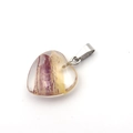 20mm natural stone heart pendant featuring purple and yellow textures with metal clasp - Artistic Crystal Yellow Purple