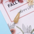 Faceted teardrop natural stone pendant in pale yellow with metal ring for DIY jewelry - 10x28mm / Topaz