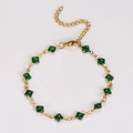 Bracciale a catena dorata con ciondoli glitter verdi, chiusura a moschettone ed estensione - Verde