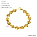 Bracciale a catena in acciaio inossidabile placcato oro 18 carati con maglie - Stile Grande Catena Naso di Maiale (ZYG1657) / Oro
