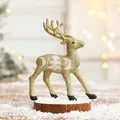 Renna di Natale dorata con glitter e decoro a fiocco di neve, misura 14x11cm - Renna Dorata Tipo C