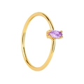 18k gold minimalist ring with marquise-cut purple zircon in four-prong setting - Purple