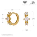 Detailansicht der 925er Sterling Silber Ohrringe mit Zirkonia-Maßen und Spezifikationen - 925er Silber / 925 Silber Gelbgold beschichtet