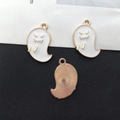 Ghost charm for DIY jewelry with white enamel and rose gold alloy finish - White Ghost 15x22mm (15132)
