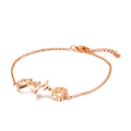 Roségouden roestvrijstalen armband met hart- en pootbedeltjes en hartslaglijn detail - Roségoud