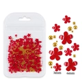 Red resin flower nail charms with gold beads in a 3mm and 6mm mixed variant set - Red Flower With Gold Bead