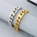 Bracelets gourmette pour hommes en argent et or avec des fermoirs rectangulaires - Fermoir à Clip (Largeur 13mm Longueur 21cm)
