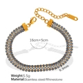 Dreireihiges hellblaues Strassarmband mit 18K Vergoldung aus robustem Edelstahl - Blau/Gold