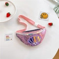 Pink and purple gradient sequin shell crossbody bag for girls with pearl accents - Pink
