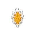 Detail of oak leaf stainless steel cookie cutter with shaped dough on white backdrop - Leaf 7347