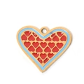 304 Stainless steel heart pendant with gold finish and red enamel for DIY jewelry - Blue Border Red Heart