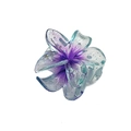 Détail de la pince à cheveux fleur de 4cm transparente avec dégradé violet et paillettes - Violet Pailleté