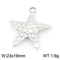 Polished silver stainless steel starfish charm pendant with textured details for DIY jewelry - Silver Sea Star (KLJ9953-Z)