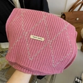 Pink chunky knit plaid scarf with handmade label for winter warmth and soft style - Pink
