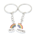 Detail of colorful rainbow cloud keychains forming the phrase BEST FRIENDS on white background - Rainbow Keychain 1 Pair