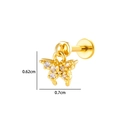 Elegant butterfly labret stud earring with micro-inlaid clear cubic zirconia in gold finish - Butterfly (2635-7) / Gold