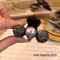 Medium black shark clip with grey pearl and rhinestone accents, 5cm hair claw - #2 Three-circle Black - 5cm