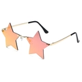 Star shaped rimless party sunglasses with orange red gradient lenses and gold metal frame - Gold Frame Red Mirrored Lenses
