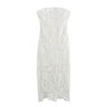 Elegant white lace strapless midi dress featuring a slim fit and sophisticated French style - XS