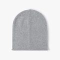 Light gray knitted slouchy beanie with wool texture and casual rolled edge finish - Adjustable / Light Gray