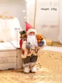 30cm Standing Santa Claus figurine in red coat holding a luxury pattern teddy bear - Red Style A 30cm