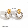 Detail showing gold and silver heart-shaped earrings with 26.2mm size and 18.5g weight - Heart Shaped Bi-color Earrings (TE60284-M)
