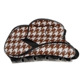 Brown houndstooth pattern hair claw clip with vintage British style for women - Brown Houndstooth Hat Style