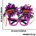 Purple sequin Halloween glasses with tinsel balls and vampire fangs design for party decor - Vampire Teeth