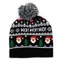 Weihnachtsstrickmütze mit Weihnachtsmann-Muster und flauschigem Bommel-Detail - L / 10 Schwarz Weihnachtsmann (5028366842499)