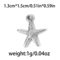 Silver 304 stainless steel starfish charm with granular texture for DIY jewelry making - TP0423-01 Silver 1.3x1.5cm