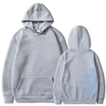 Oversized grey hoodie with blue Do What Makes You Happy print on the back - S / Light Gray (Pattern 2)