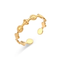 Gold bohemian open ring featuring a continuous sun and flower pattern design - Adjustable Open / Small Flower Dotted Criss-cross Open Ring