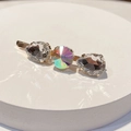 Macro shot of gold bobby pin with sparkling colorful rhinestones and crystal stones - Style K (Iridescent Transparent)