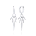 Elegant silver drop earrings with micro-paved zircons and pointed leaf charms - 9-White Zirconia Spike Tassel