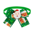 Papillon natalizio verde per cani con decorazione a casetta di marzapane e Babbo Natale - Stile Babbo Natale Verde(BT351-4)