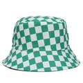 Bob à damier vert et blanc avec un bord large pour la protection solaire et le style - Taille unique / Vert