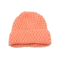 Light orange chunky knit beanie for toddlers with thick cuffed design for winter warmth - Orange