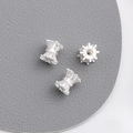 Silver color 14K gold plated wheel spacer beads with clear cubic zirconia for DIY jewelry - Style 14 / 8x7mm / Thick Silver