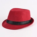Chapeau fedora en laine rouge classique avec ruban de satin noir, style vintage - Laine Premium Rouge