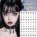 Adesivi neri metallizzati a forma di stella per viso e unghie in stile Y2K - Adesivi Cool Stella e Croce Nero