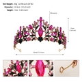 European vintage golden crown with pink and black rhinestones, 13.5cm diameter for brides - Gold Pink Black Light