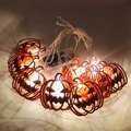 Halloween orange pumpkin LED string lights with battery box emitting warm white glow - Pumpkin-Warm White